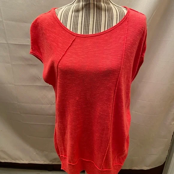 Eileen Fisher sleeveless melon orange Tunic top with asymmetrical hem size med - Picture 2 of 11